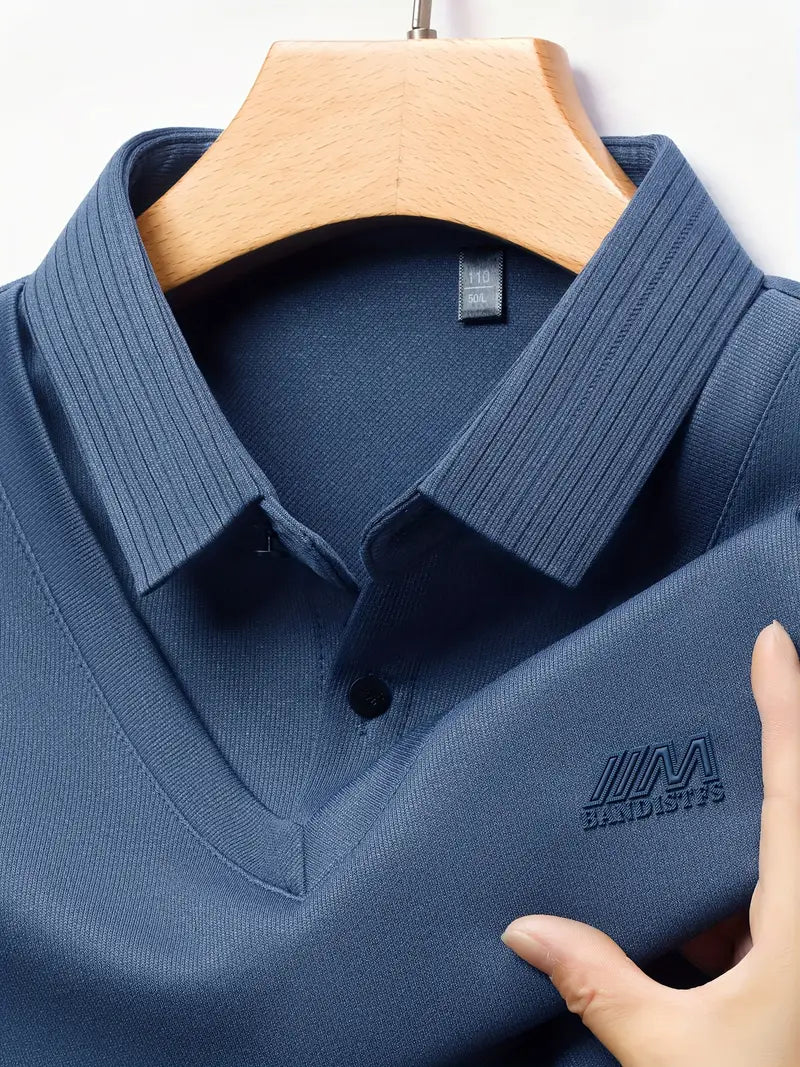 [PAGUE 2 LEVE 4] Camisa Polo Casual Elegance em Malha de Seda Gelo e Poliéster + BRINDES: Carteira e Relógio