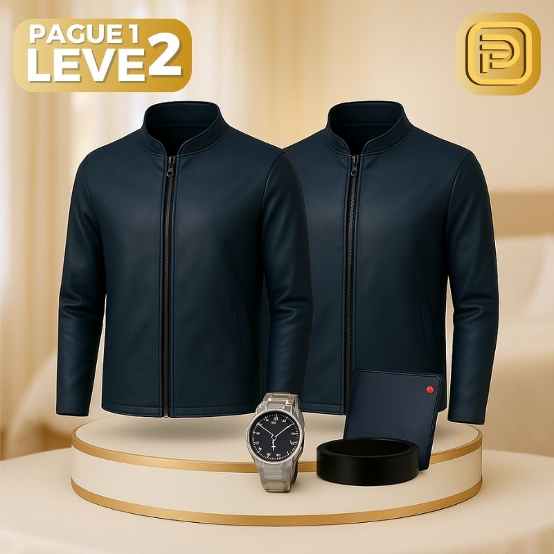 [PAGUE 1 LEVE 2] Jaqueta Casual Florenzo em Algodão Peruano, Seda Gelo e Poliéster + BRINDES: Relógio e Cinto de Couro