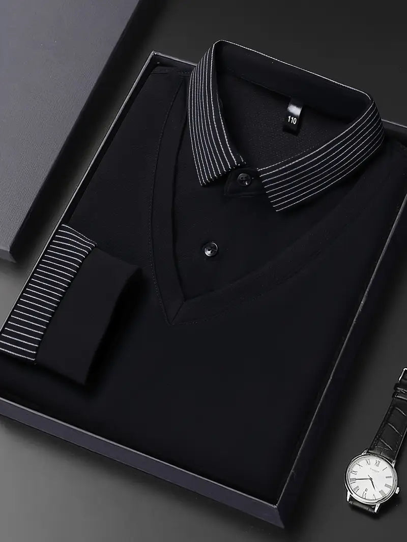 [PAGUE 2 LEVE 4] Camisa Polo Casual Elegance em Malha de Seda Gelo e Poliéster + BRINDES: Carteira e Relógio